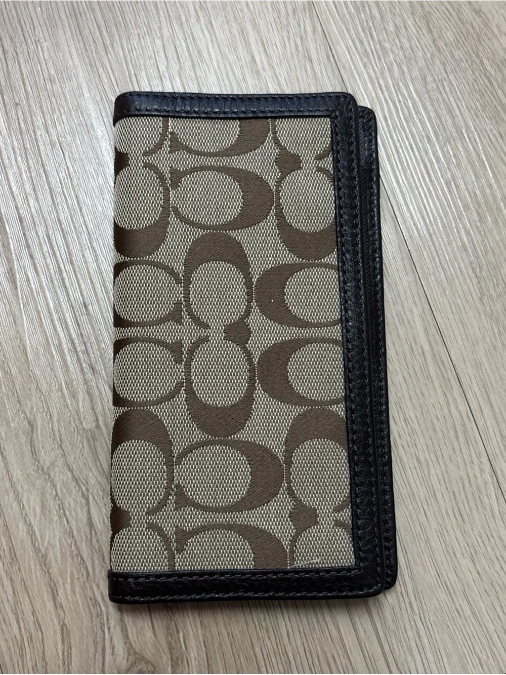 Coach bookcheck Brown Signature Canvas Accent Panel with Dark Trim